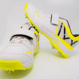 Shoes Hattrick - SwiftStrike Cricket Spike Shoes for Kids / Youth / Men - White and Yellow